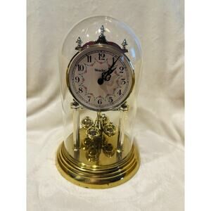 Vintage Westclox Anniversary Glass Dome Pendulum Clock 9" Tested Made in Germany